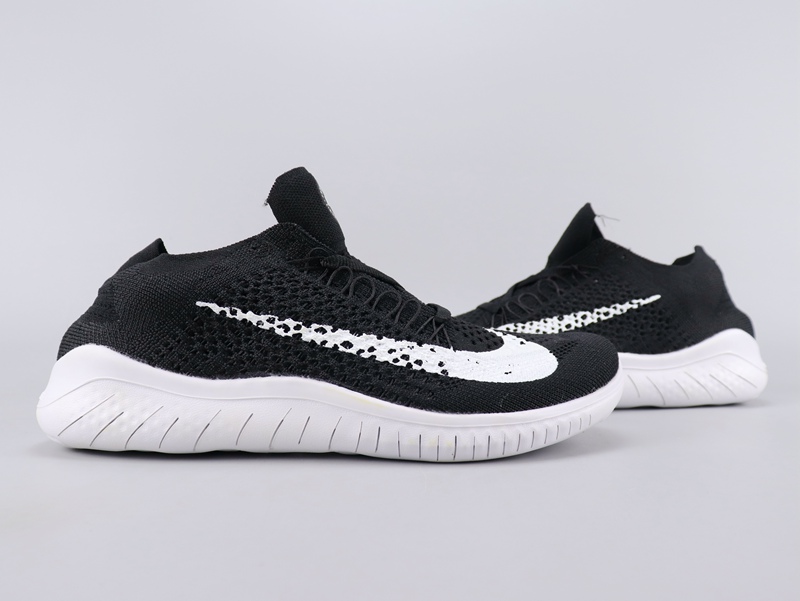 2020 Nike Free Rn Flyknit 2018 Black White Running Shoes